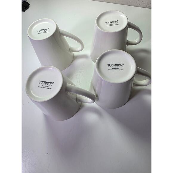 THOMSON POTTERY White Quadro Cup Tea Coffee Mug Set of 4 - Picture 8 of 10